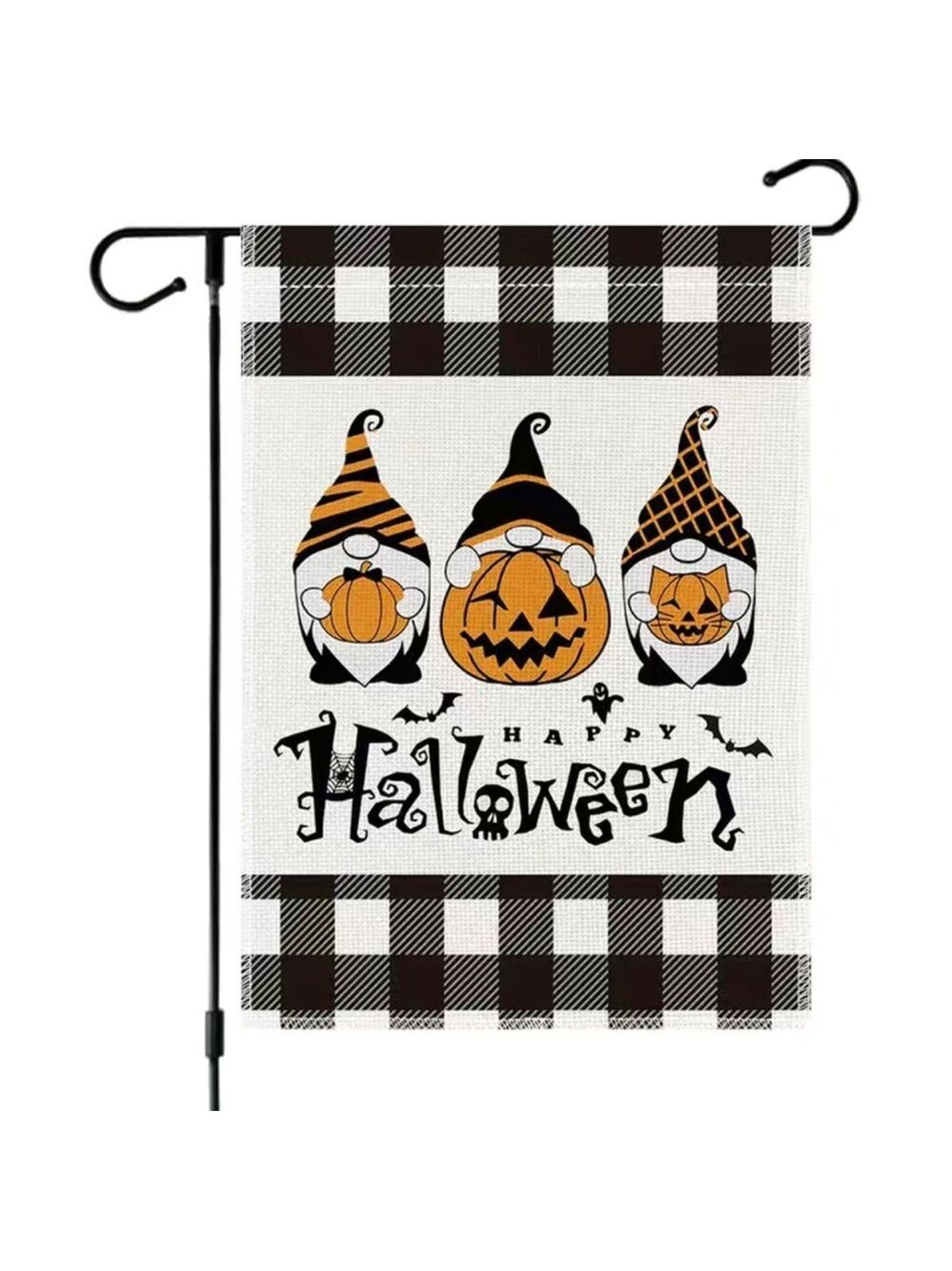 Double Sided Halloween Pumpkin Gnome Garden Flag 18x12